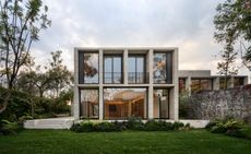 geometric grid facade at Casa Agua