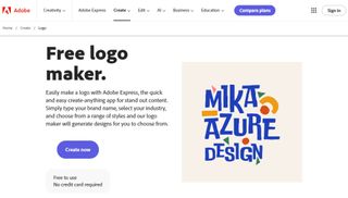 Website screenshot for Adobe Express Logo Maker