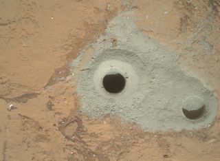Mars Rover Curiosity's 1st Drill Sample Hole