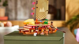 Lego Moana's Adventure Canoe on a green box