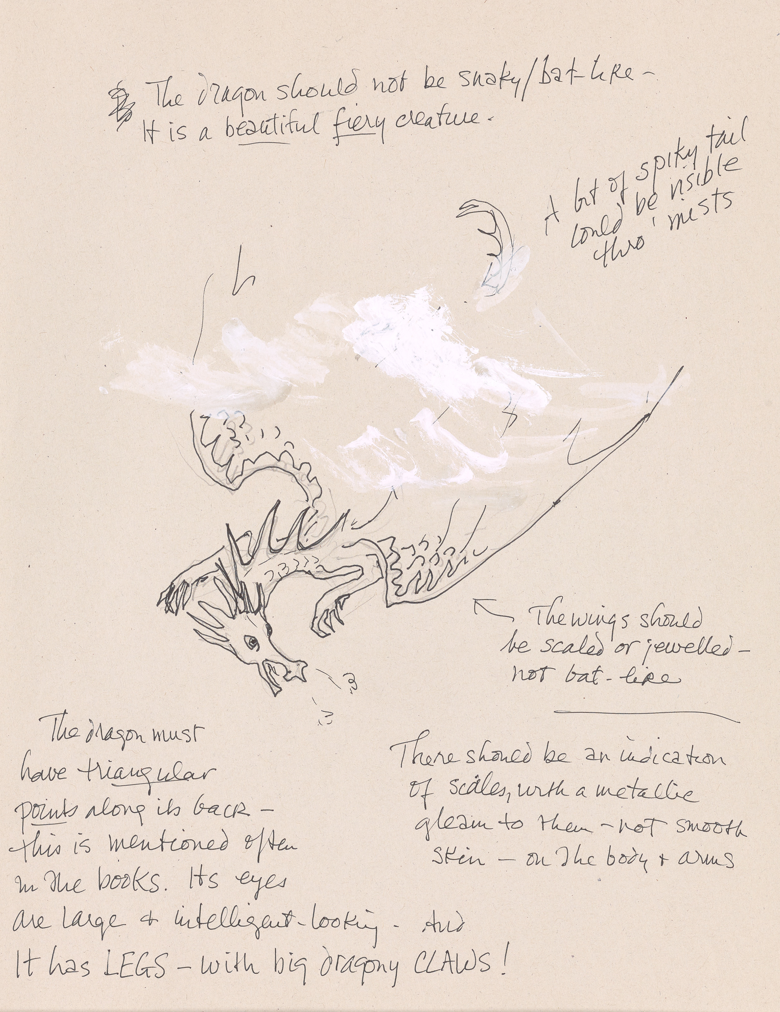 &#039;How to draw a dragon&#039;. Ink on paper. Courtesy University of Oregon Libraries and Ursula K Le Guin Foundation.