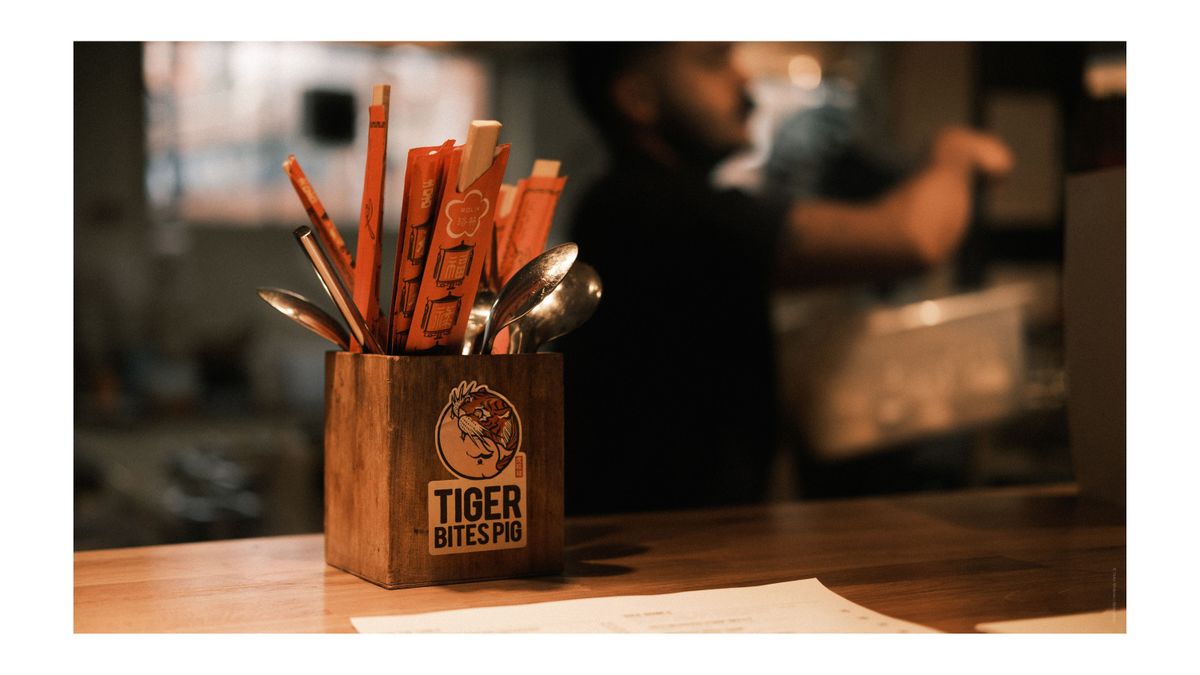 A photo of a cutlery in a restaurant