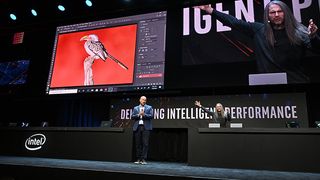 Intel GM CCG Gregory Bryant on stage at CES 2020