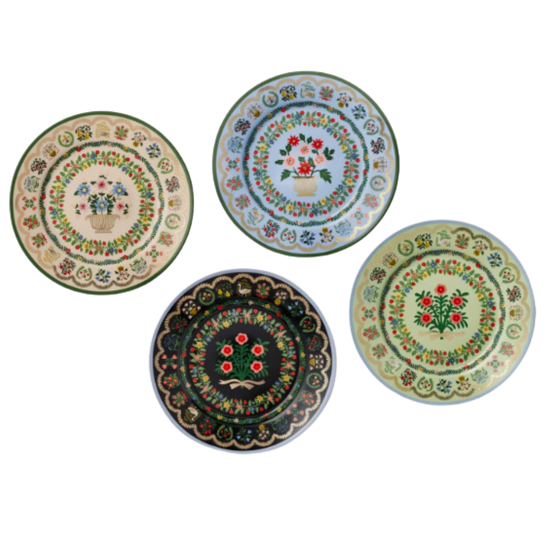 Porcelain Dessert Plate Set - Rosette