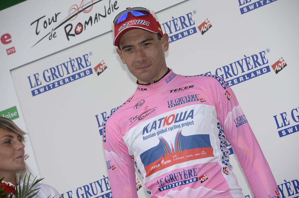 Maxim Belkov (Team Katusha) in the mountains jersey.