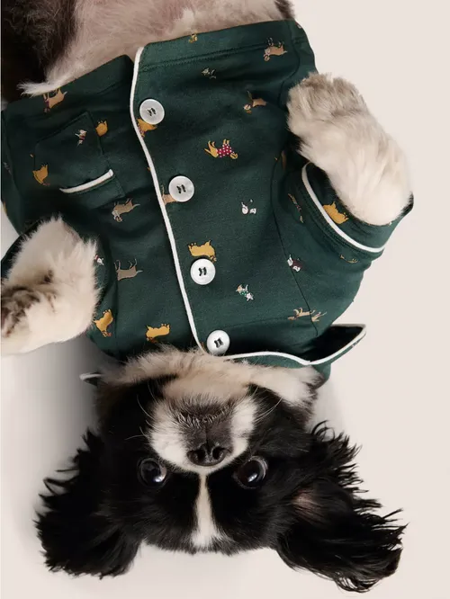 Pet Modal-Jersey Pyjamas - Holiday Dogs Pine/ivory - S