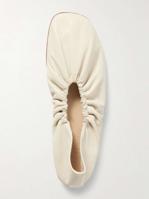 Mica Gathered Leather Ballet Flats