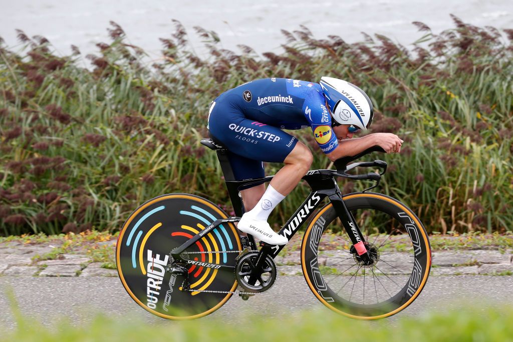 LELYSTAD NETHERLANDS AUGUST 31 Remco Evenepoel of Belgium and Team Deceuninck QuickStep competes during the 17th Benelux Tour 2021 Stage 2 a 111km Individual Time Trial stage from Lelystad to Lelystad ITT BeneluxTour on August 31 2021 in Lelystad Netherlands Photo by Bas CzerwinskiGetty Images