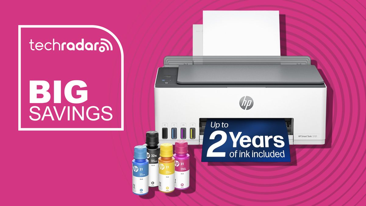 HP's Smart Tank 5101 all-in-one cartridge-free printer includes up to two years of free ink and it's nearly 30% off right now