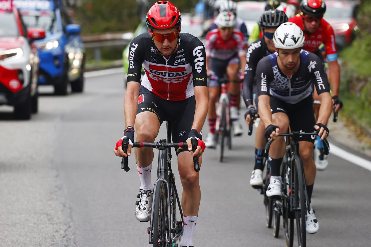 Il Lombardia 2021 115th Edition Como Bergamo 239 km 09102021 Tim Wellens BEL Lotto Soudal Victor Campenaerts BEL Team Qhubeka Assos photo Luca BettiniBettiniPhoto2021