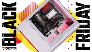 SkyTech Archangel gaming PC on a PC Gamer black friday background