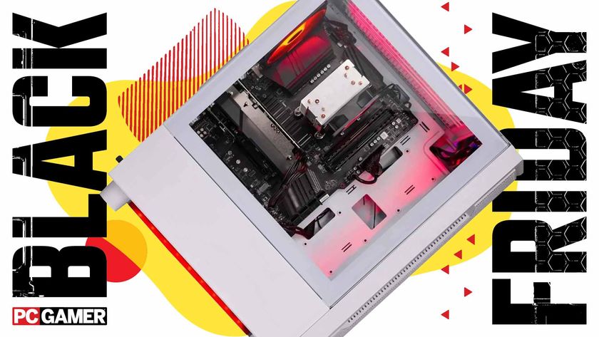 SkyTech Archangel gaming PC on a PC Gamer black friday background