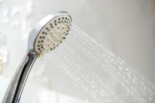 A close up of a showerhead