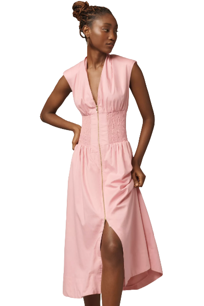 Anthropologie, The Tommie Cap-Sleeve Smocked Front-Zip Shirt Dress (Was $178) 