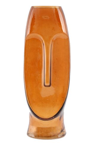 orange glass face vase