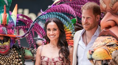 Meghan, Duchess of Sussex and Prince Harry, Duke of Sussex pose for a photo at Centro Nacional de las Artes Delia Zapata during a visit to Colombia on August 15, 2024 in Bogota, Colombia.