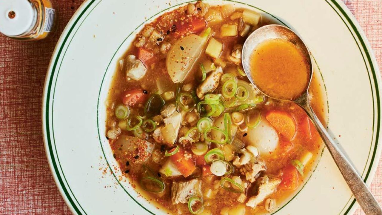 Chicken, root vegetable and pearl barley miso soup from JapanEasy Bowls &amp;amp; Bento