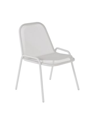 'Golf' chair, by Arik Levy, for Emu. A white four legged chair with a back rest.