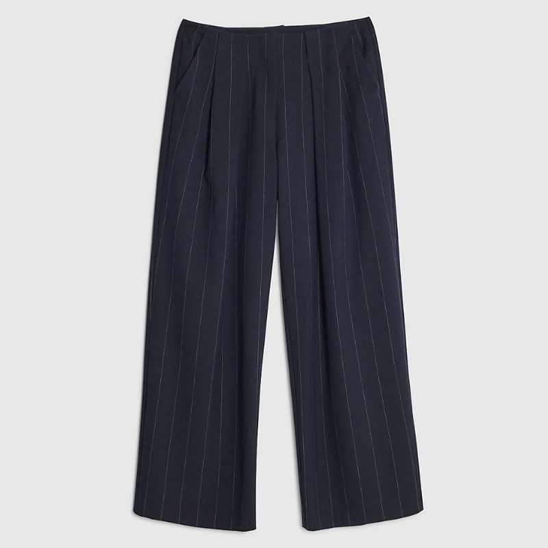 River Island navy pinstripe suit trousers