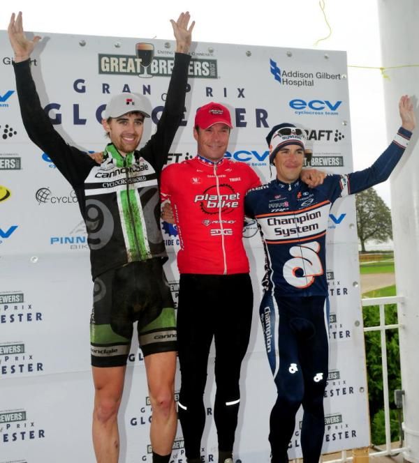 Men's Podium (L to R) Jamey Driscoll (cyclocrossworld.com) 2nd, Jonathan Page (Planet Bike) 1st, Chris Jones (Champion Systems) 3rd