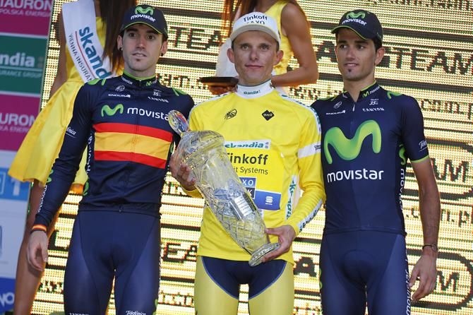 Tour of Poland final podium: Rafal Majka (Tinkoff - Saxo), Jon Izaguirre (Movistar) and Benat Intxausti (Movistar