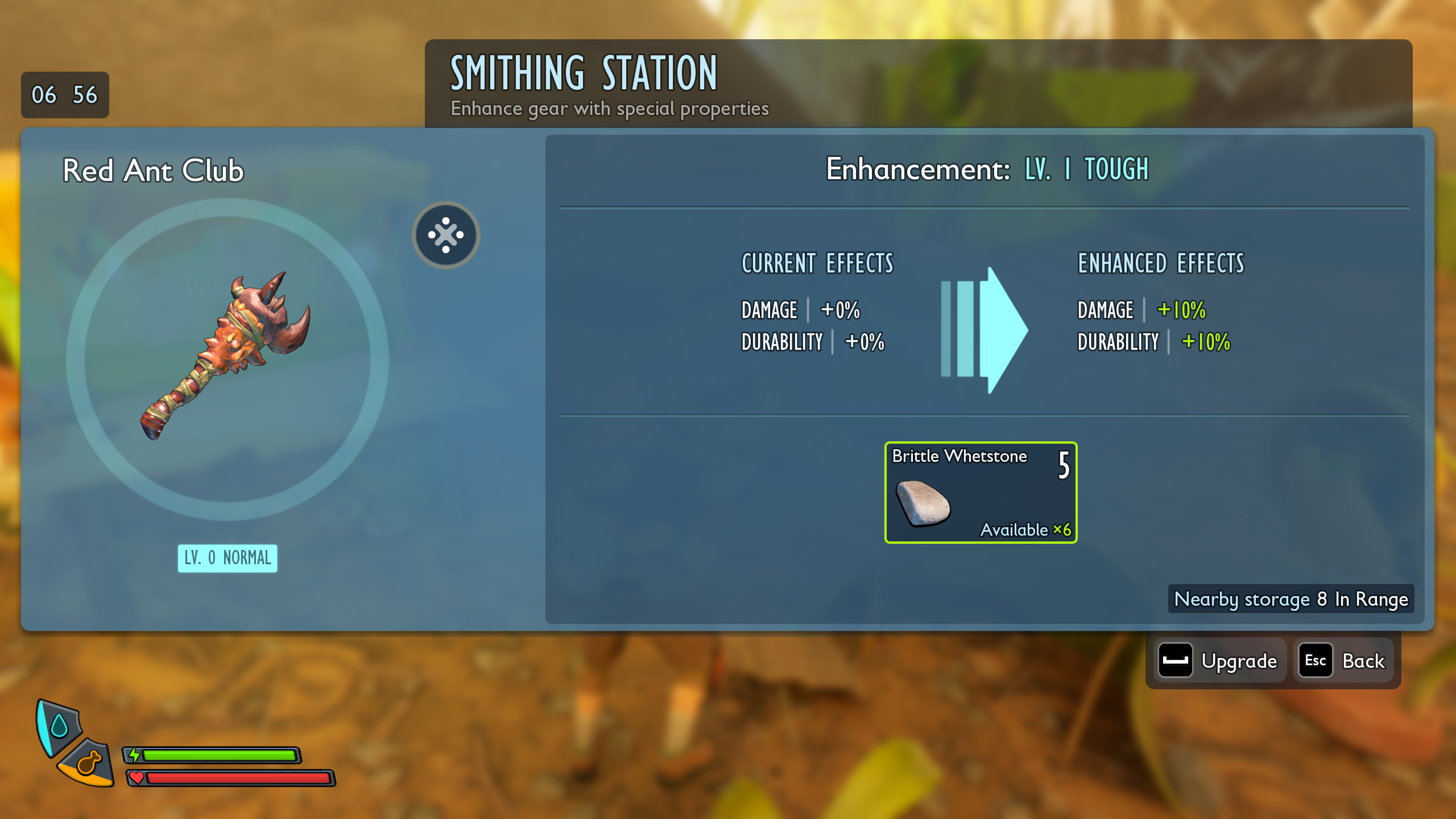 Grounded 2 tips: Upgrading the red ant club at the smithing station.