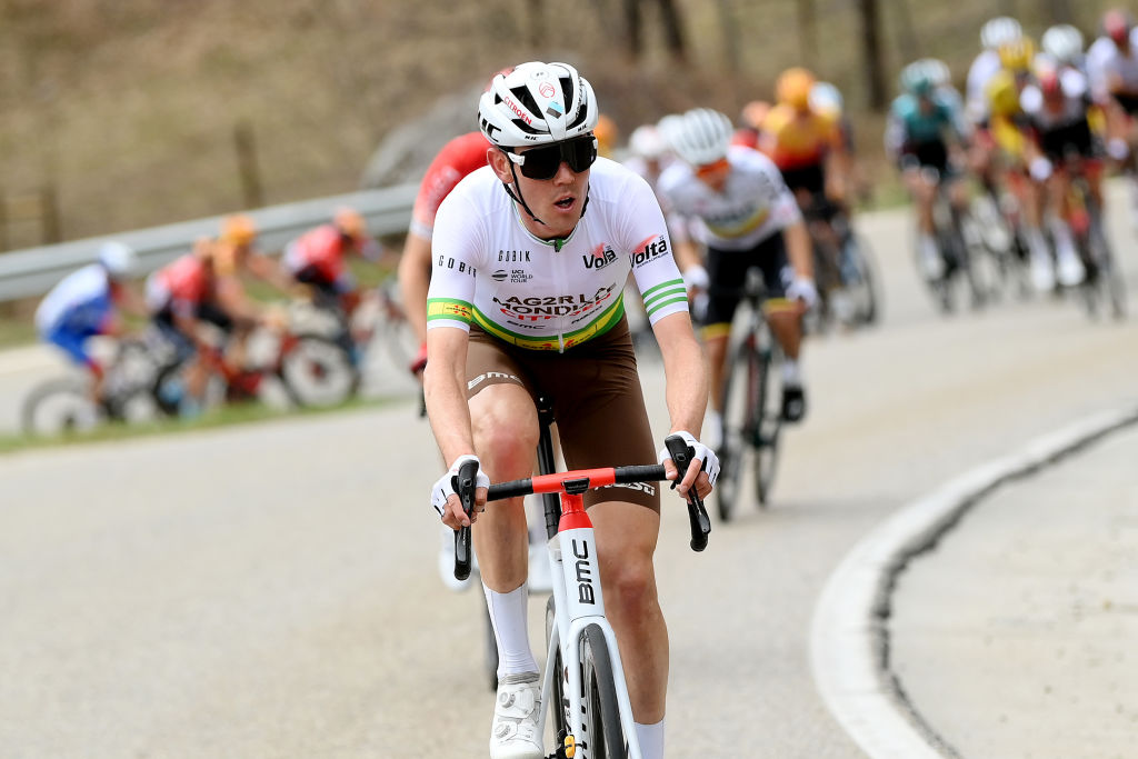 BO TALL SPAIN MARCH 24 Ben Alexander Oconnor of Australia and AG2R Citren Team green leader jersey competes during the 101st Volta Ciclista a Catalunya 2022 Stage 4 a 1665km stage from La Seu dUrgell to Bo Tall 2015m VoltaCatalunya101 WorldTour on March 24 2022 in Bo Tall Spain Photo by David RamosGetty Images
