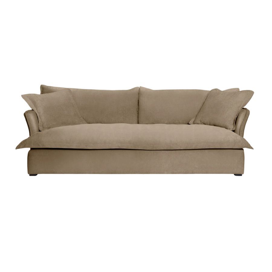 velvet oatmeal sofa