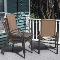 Nuu Garden Black Metal and Textilene Stackable Outdoor Dining Chairs