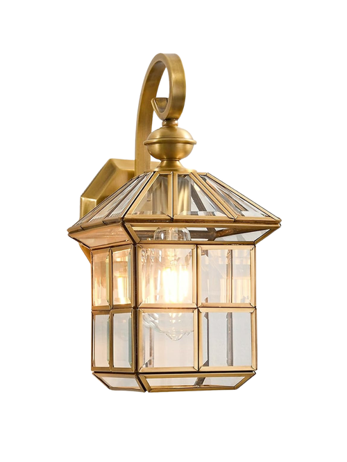 Rubbed Brass Outdoor Wall Light