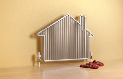 House-shaped radiator with slippers