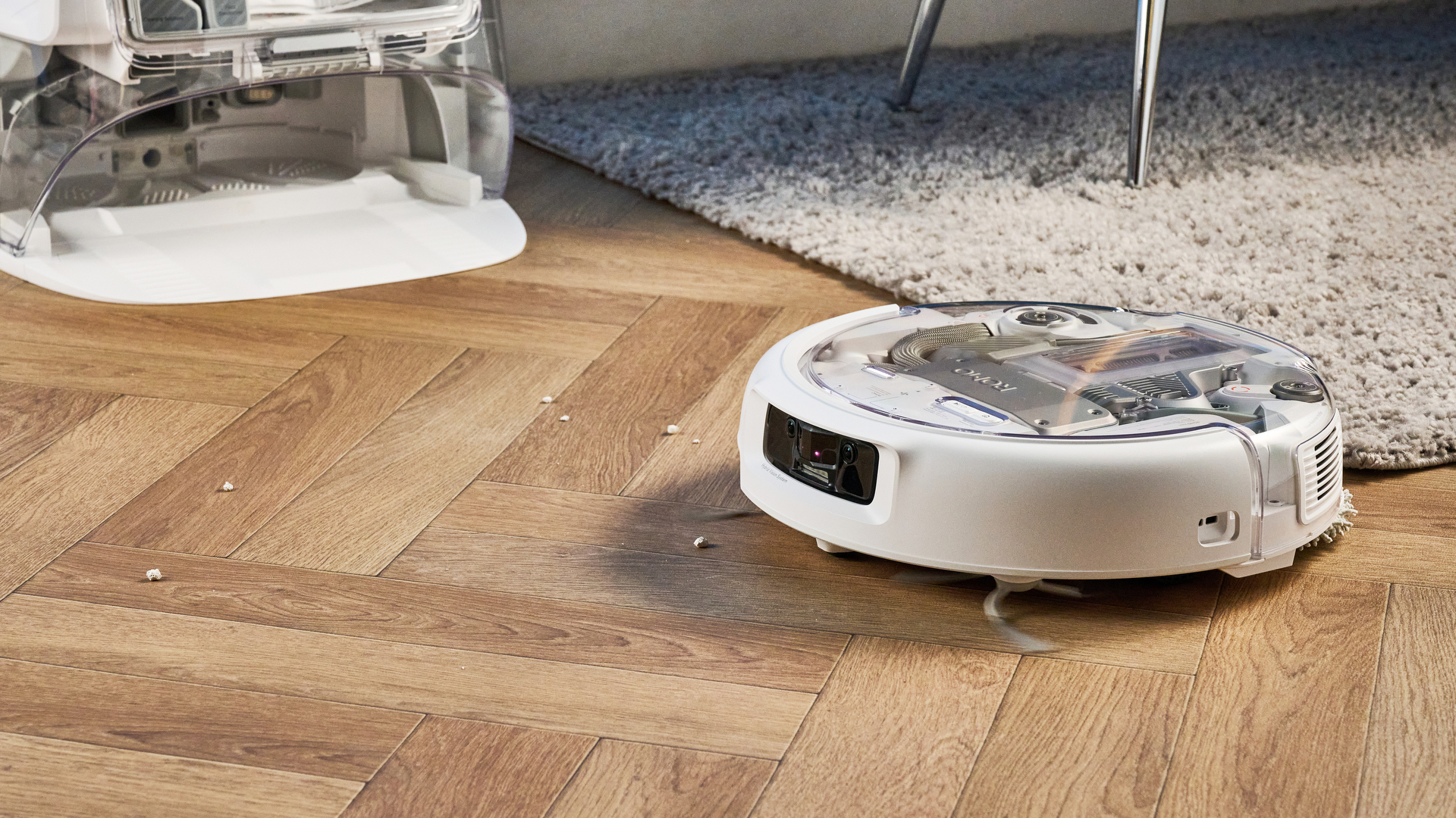 DJI Romo P in use on a hard wood floor