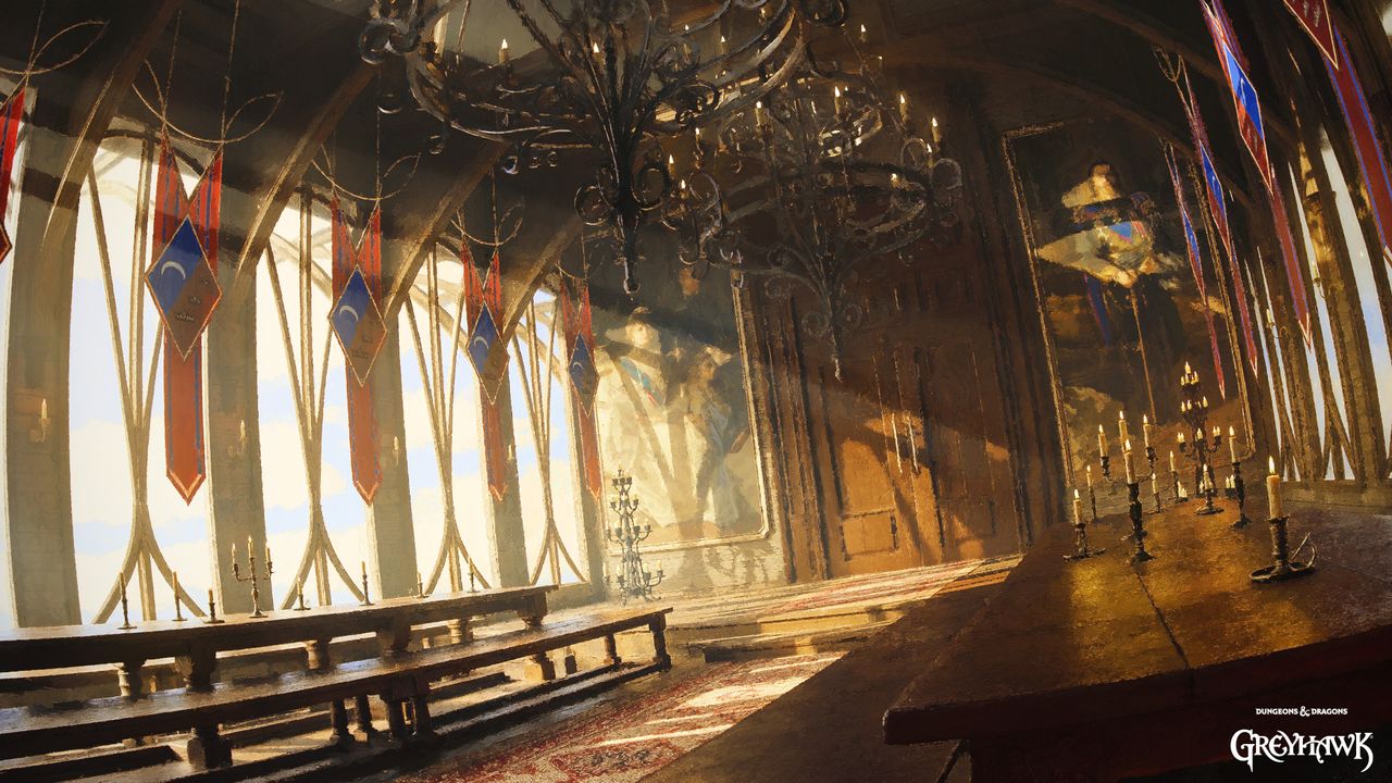 The magnificent interior hall of Castle Greyhawk