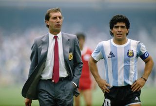 Argentina coach Carlos Bilardo and captain Diego Maradona at the 1986 World Cup.