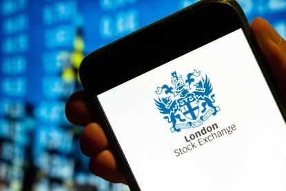 Image of the London Stock Exchange logo on a mobile phone