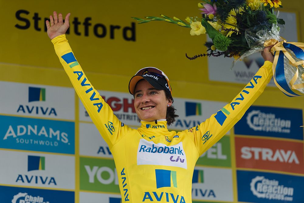 Marianne Vos' third place finish sees her take the race lead with three stages to go at Aviva Women's Tour 2016 - Stage 2