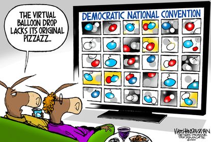 Political Cartoon U.S. virtual DNC
