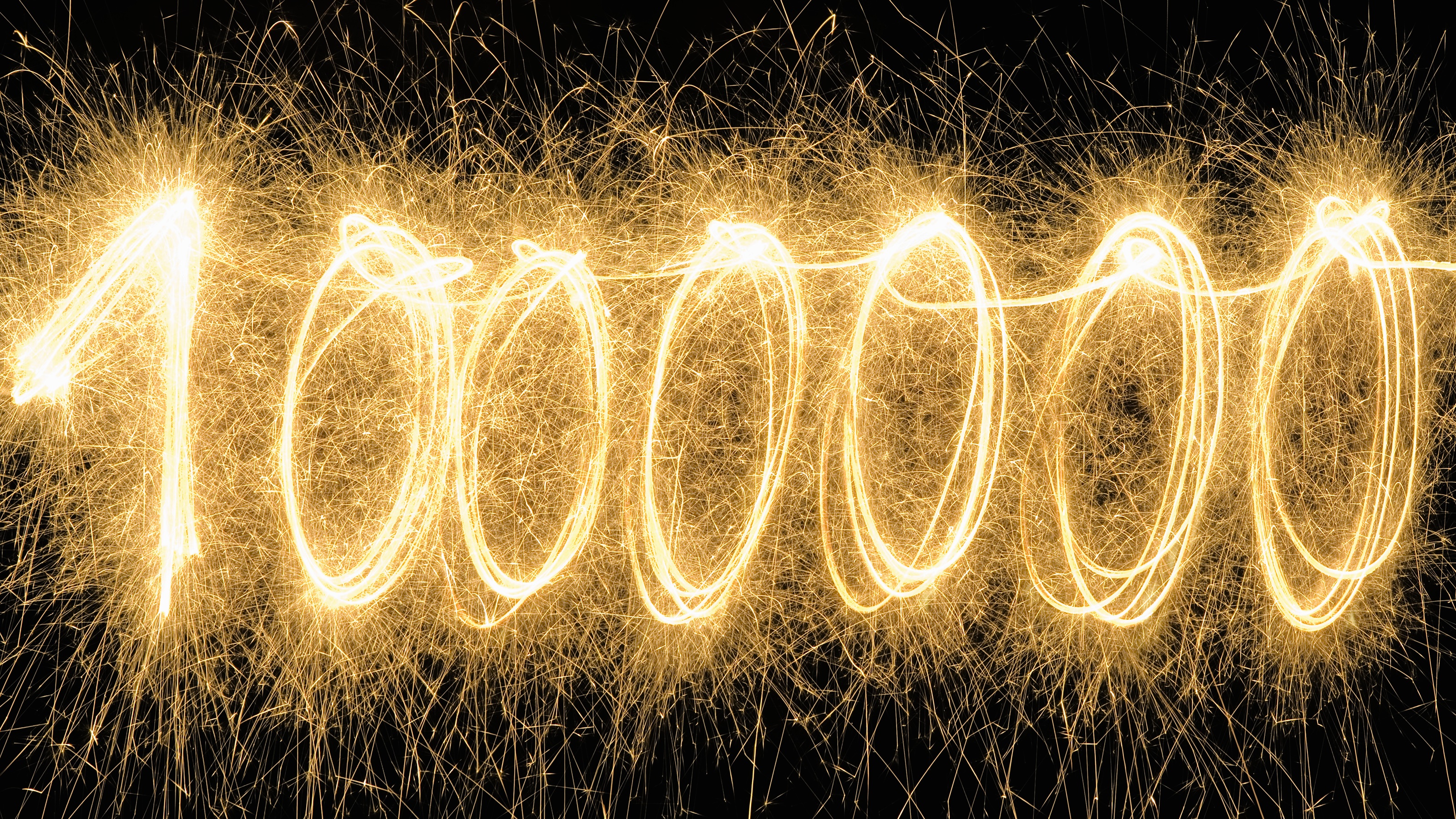 1,000,000 rendered with a sparkler.