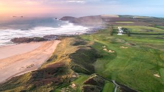 The 4th hole at Trevose from above