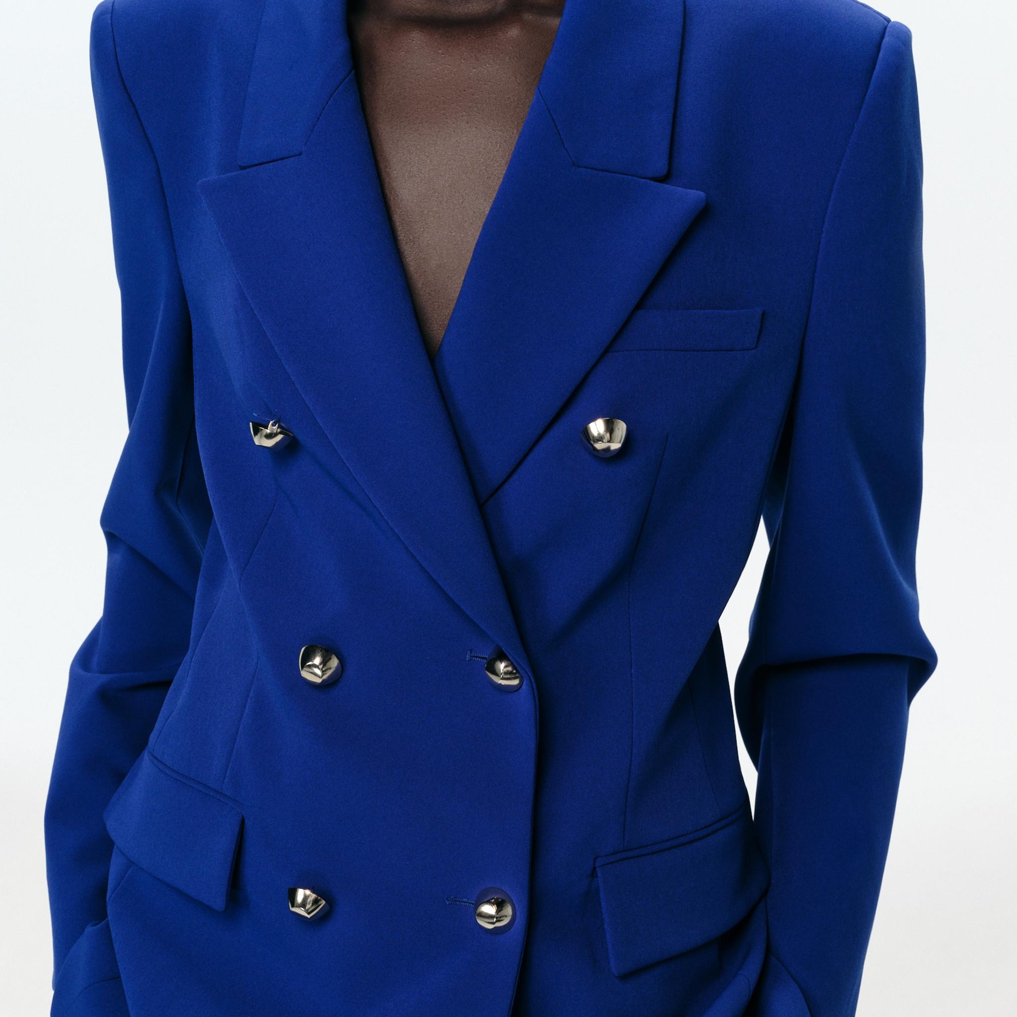 Double-Breasted Blazer With Shoulder Pads