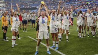 Megan Rapinoe leads the celebrations after the US won the 2019 Fifa Women’s World Cup