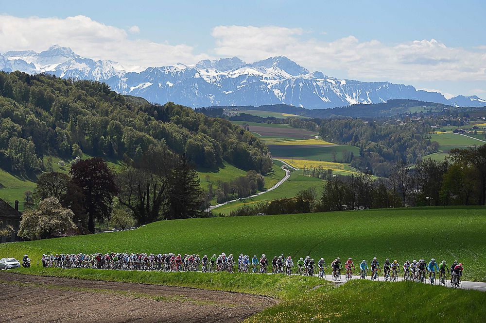 Scenery from along the route of stage 4 at the Tour de Romandie.