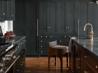 A dark grey kitchen