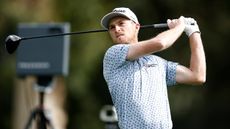 Will Zalatoris tees off during the third round of the The Genesis Invitational at Riviera Country Club