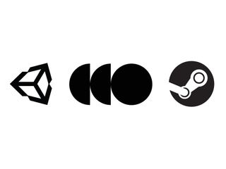 Unity, Valve Index, and SteamVR logos