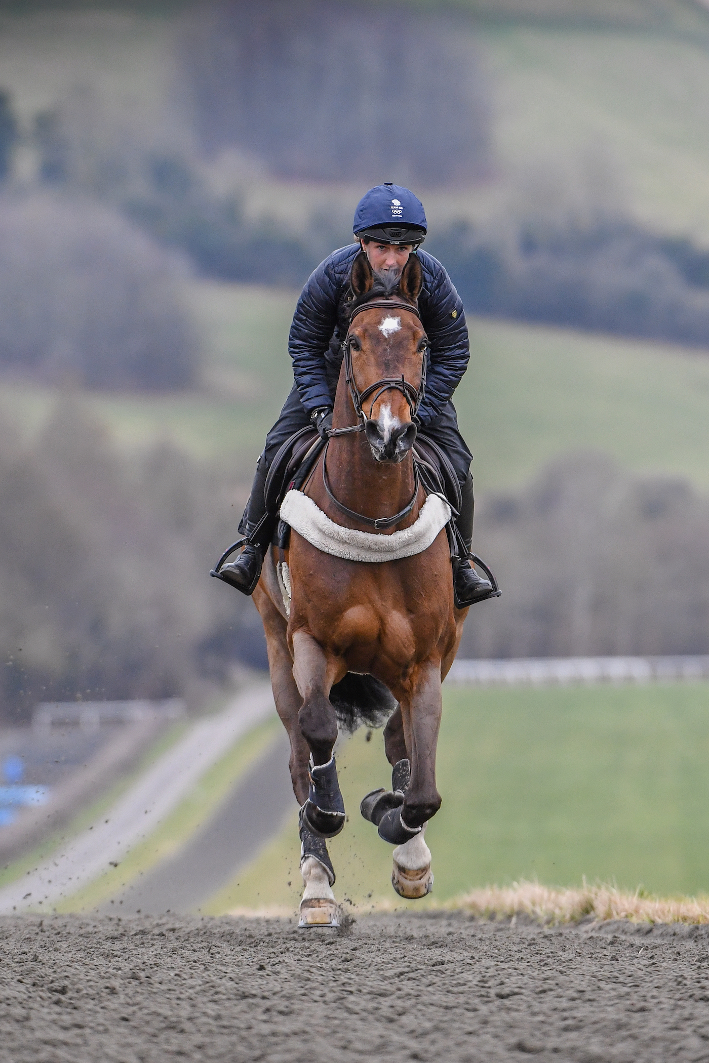 Laura Collett and London 52 on the gallops