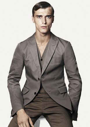 Model with Suit jacket and trousers