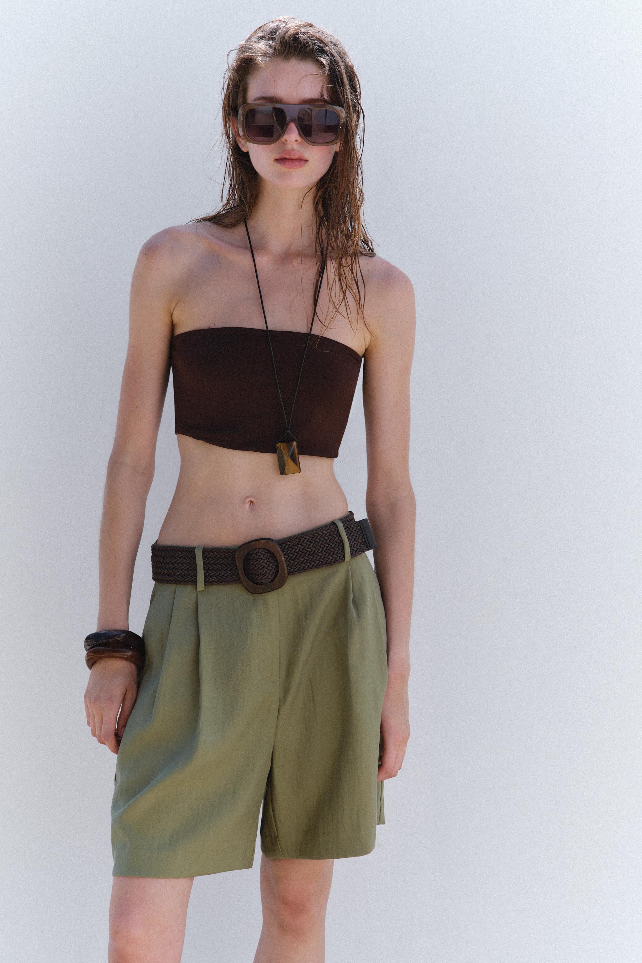 Pleated Belt Shorts
