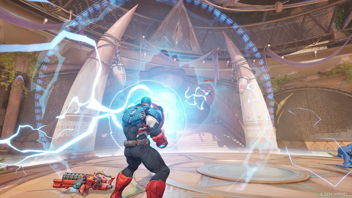 Captain America holds up his shield in Marvel Rivals