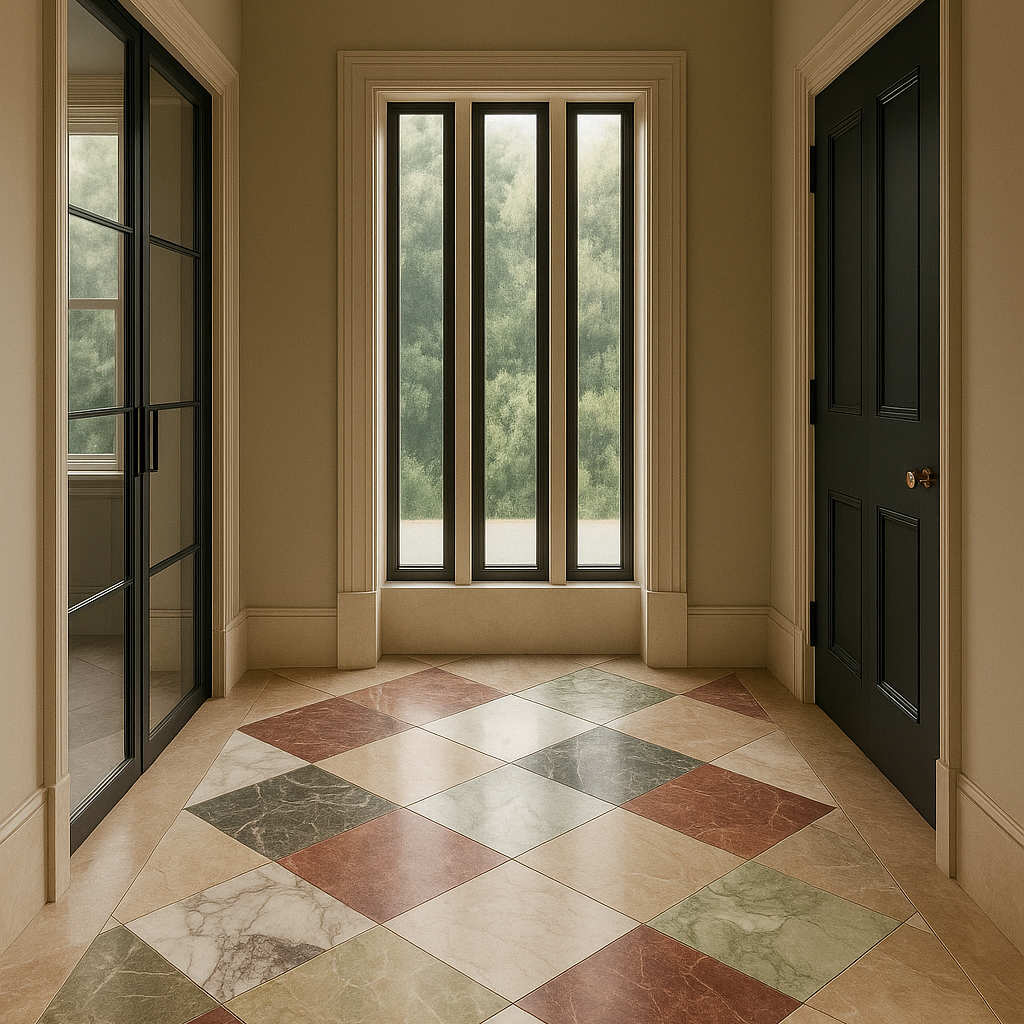 rendering of hallway with tiled floor